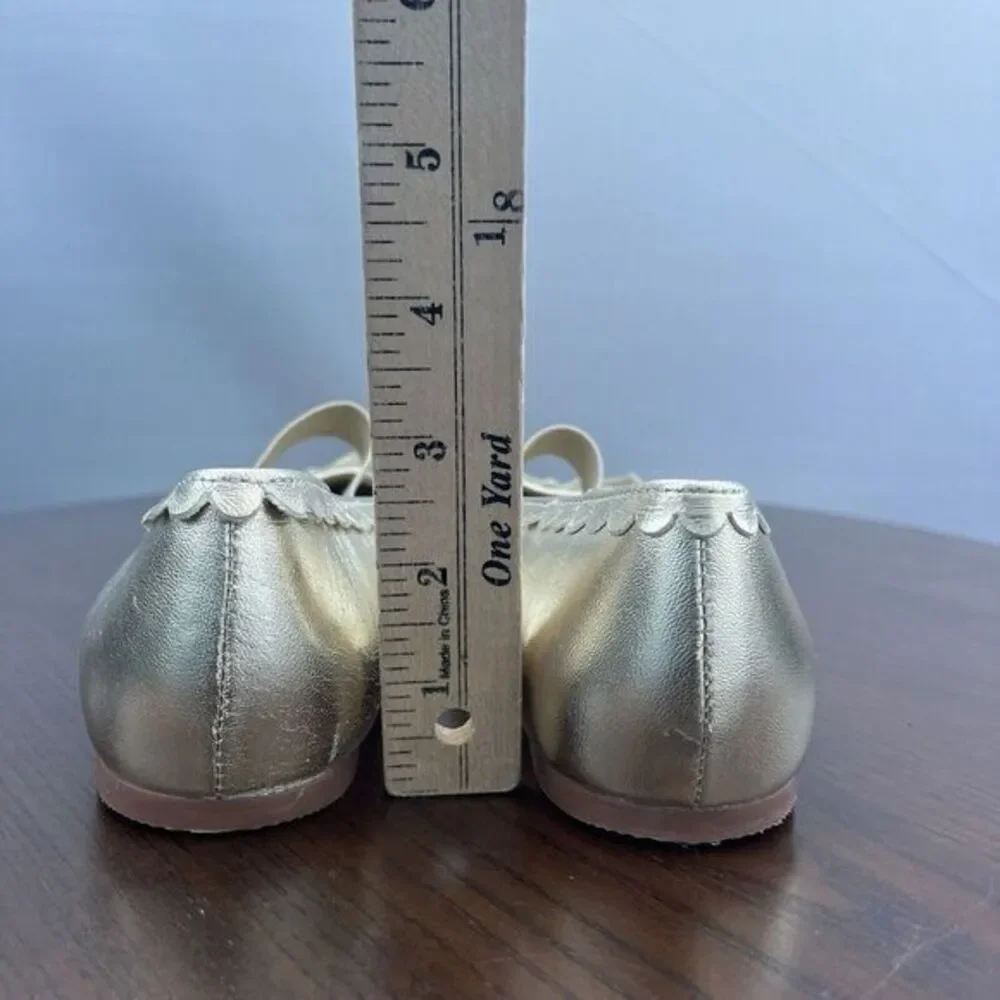 MiniBoden Ballet Flat Shoes Girls 5.5 / 38 Gold Leather Comfort Slip‎ On C1490